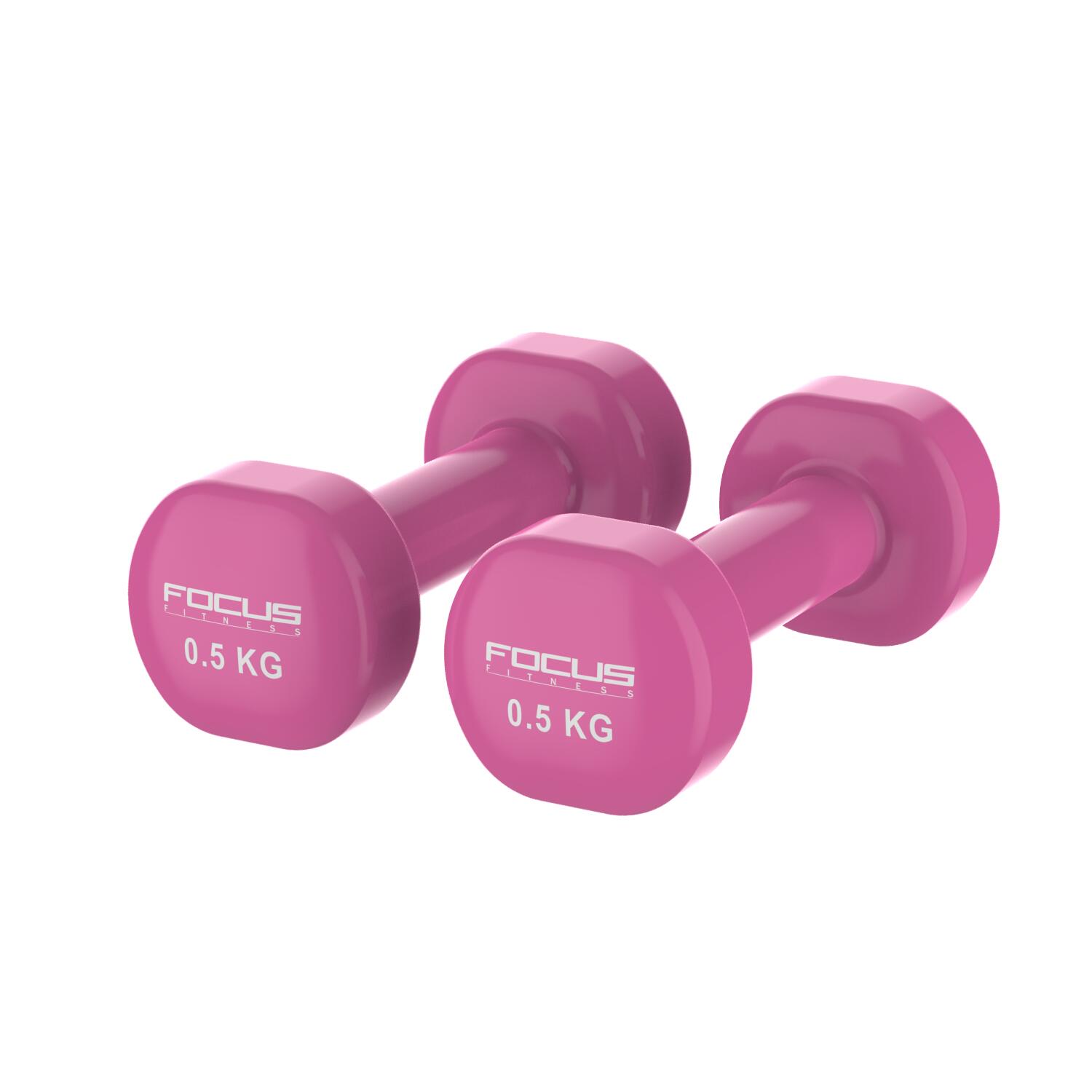FOCUS FITNESS Vinyl Dumbbells - 2 x 0,5 kg