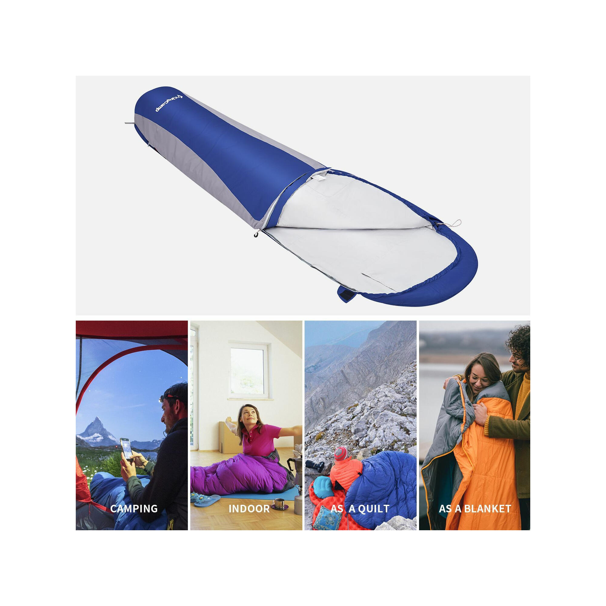 Breeze-slaapzak in mummievorm - Kingcamp - Blauw - 215 x 50 cm 3/5