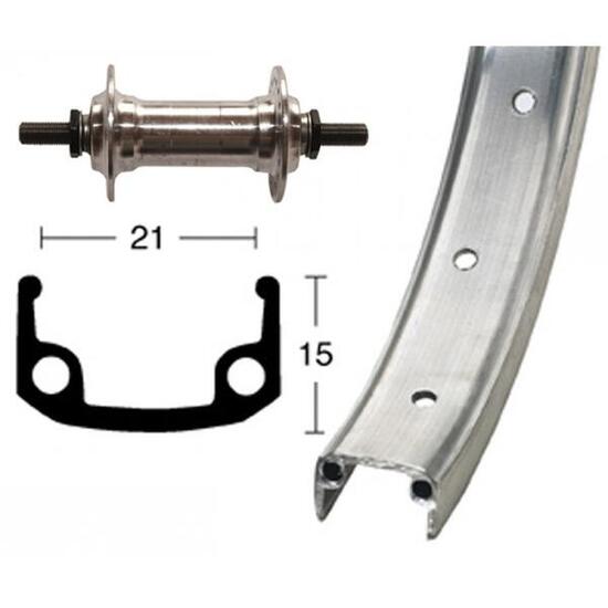 Roue de vélo avant 36 trous axe avec vis Wiener Winora 100mm