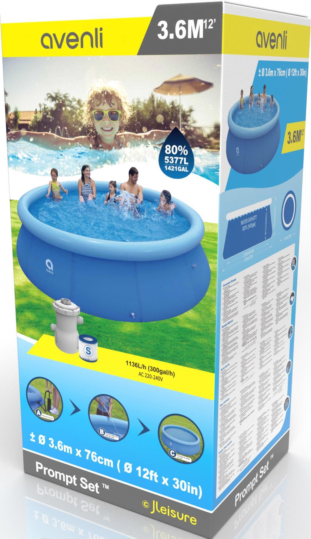 Prompt Set Pool Komplettset rund 360x76 cm blau mit Filterpumpe 3/7