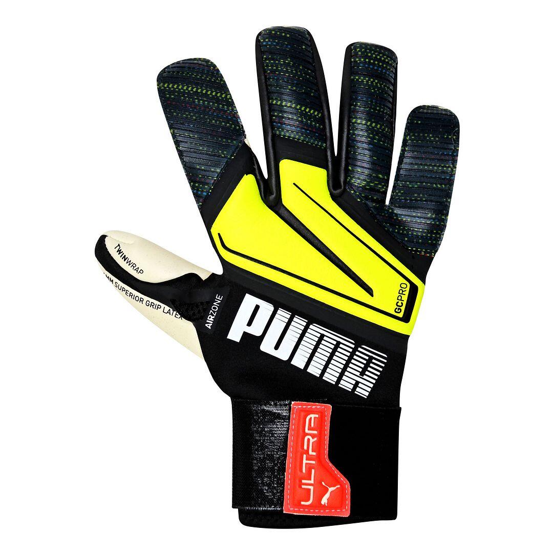 Puma Ultra Grip 1 Hybrid Pro Mens Black/Yellow Goalkeeper Gloves 2/3