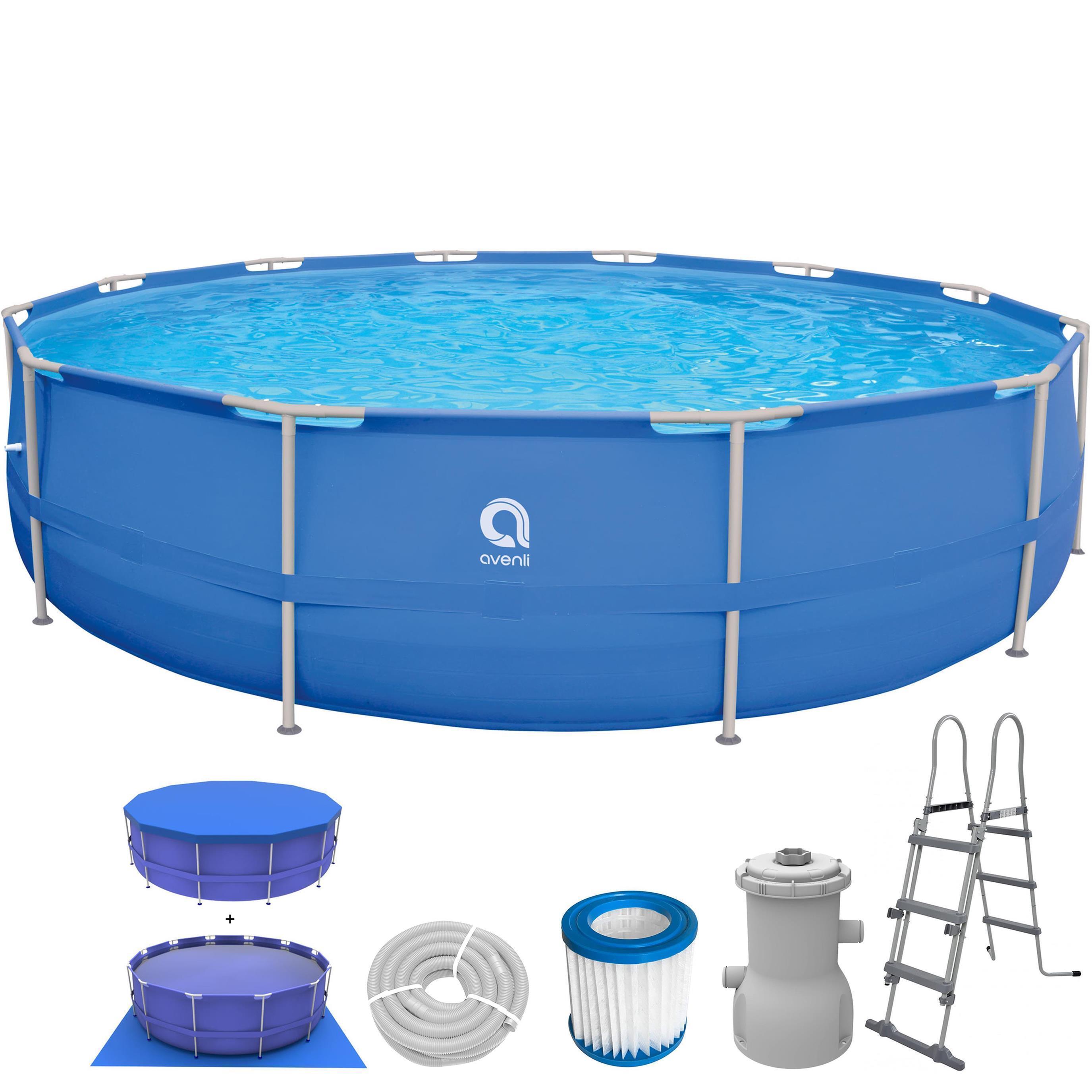 Frame Pool Komplettset rund 450x90 cm blau mit Filterpumpe 1/7