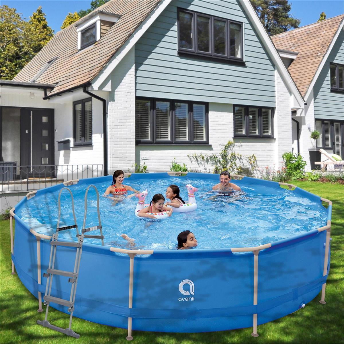 Frame Pool Komplettset rund 450x90 cm blau mit Filterpumpe 3/7