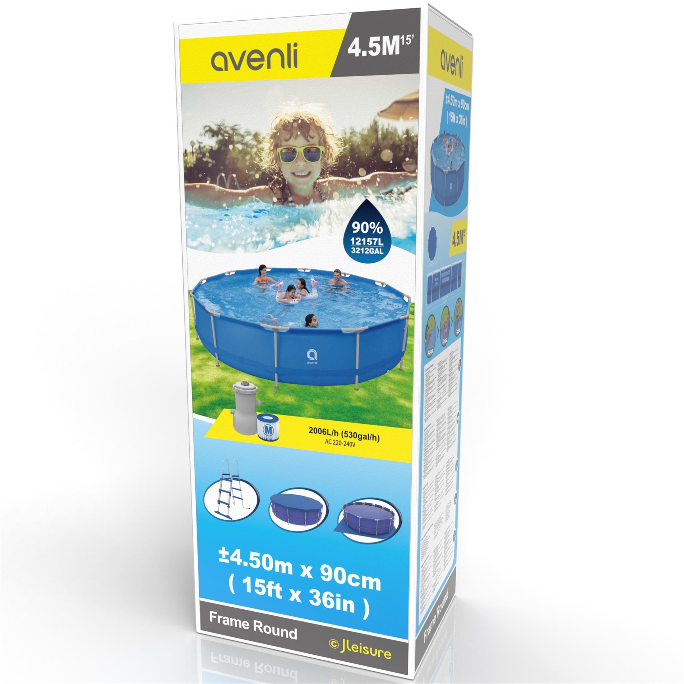 Frame Pool Komplettset rund 450x90 cm blau mit Filterpumpe 2/7
