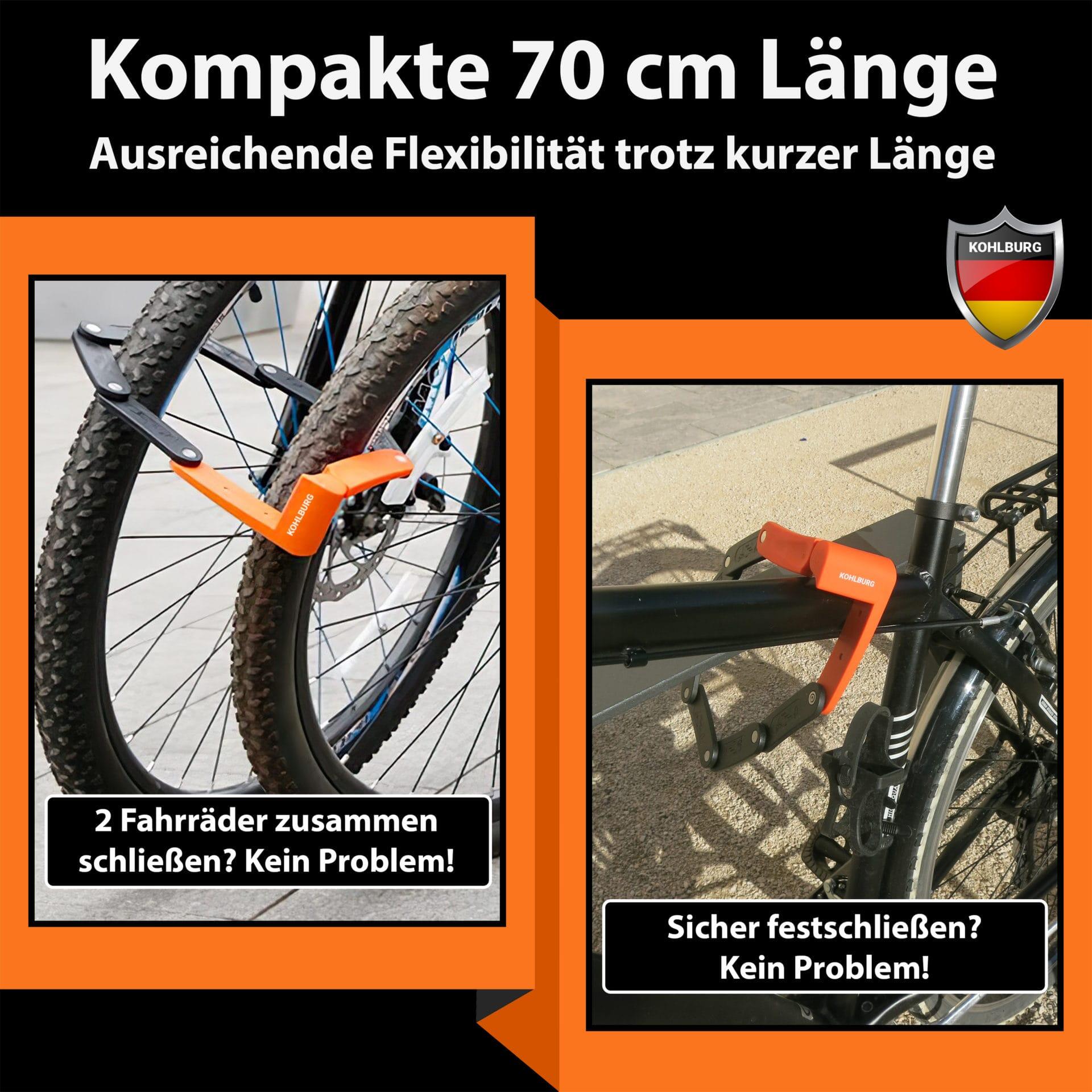 Fahrradschloss Faltschloss [klein & leicht] mit Halterung in Orange 3/7