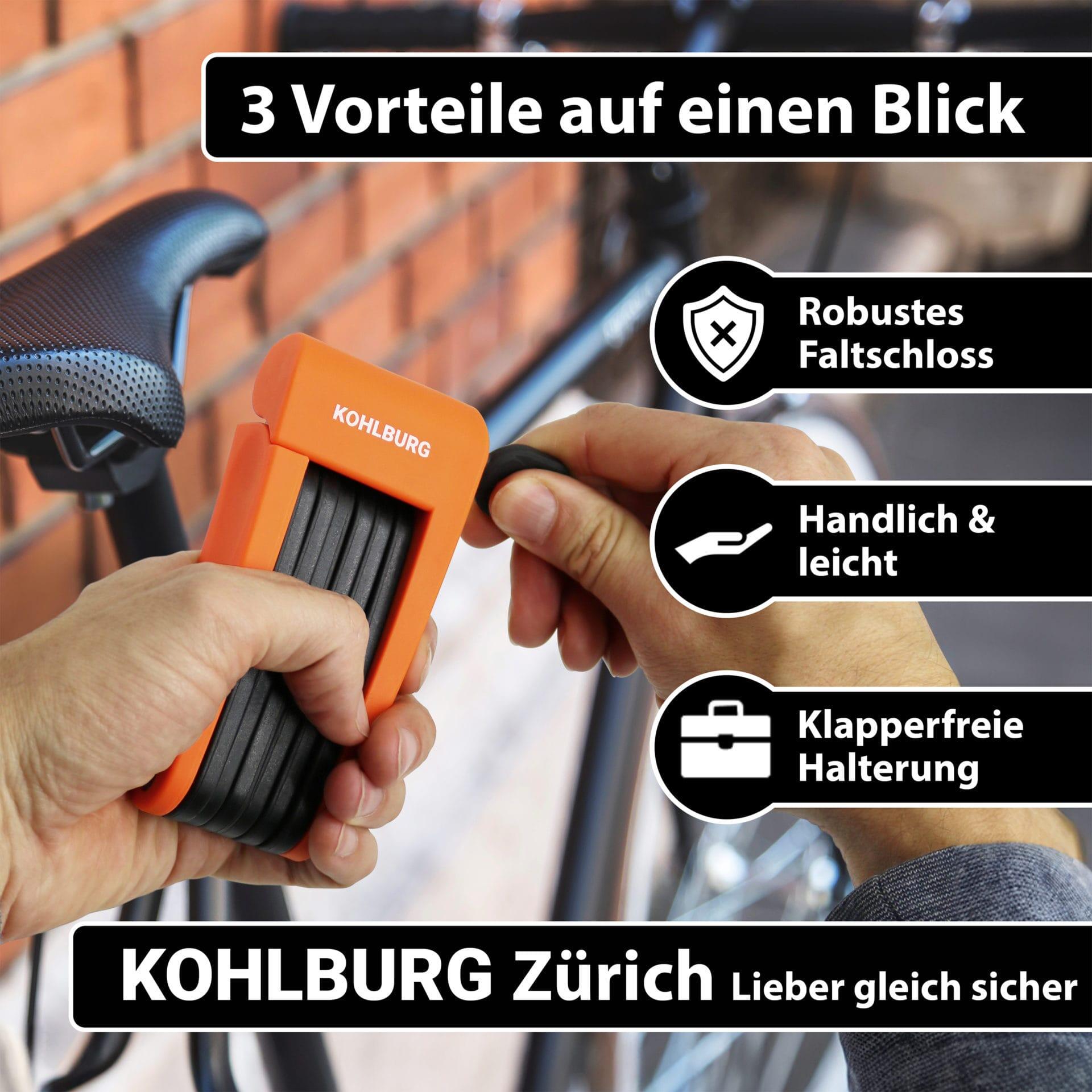 Fahrradschloss Faltschloss [klein & leicht] mit Halterung in Orange 7/7