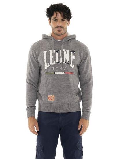 Maglia da uomo con cappuccio e patch logo grande Leone 1947 Soft Basic
