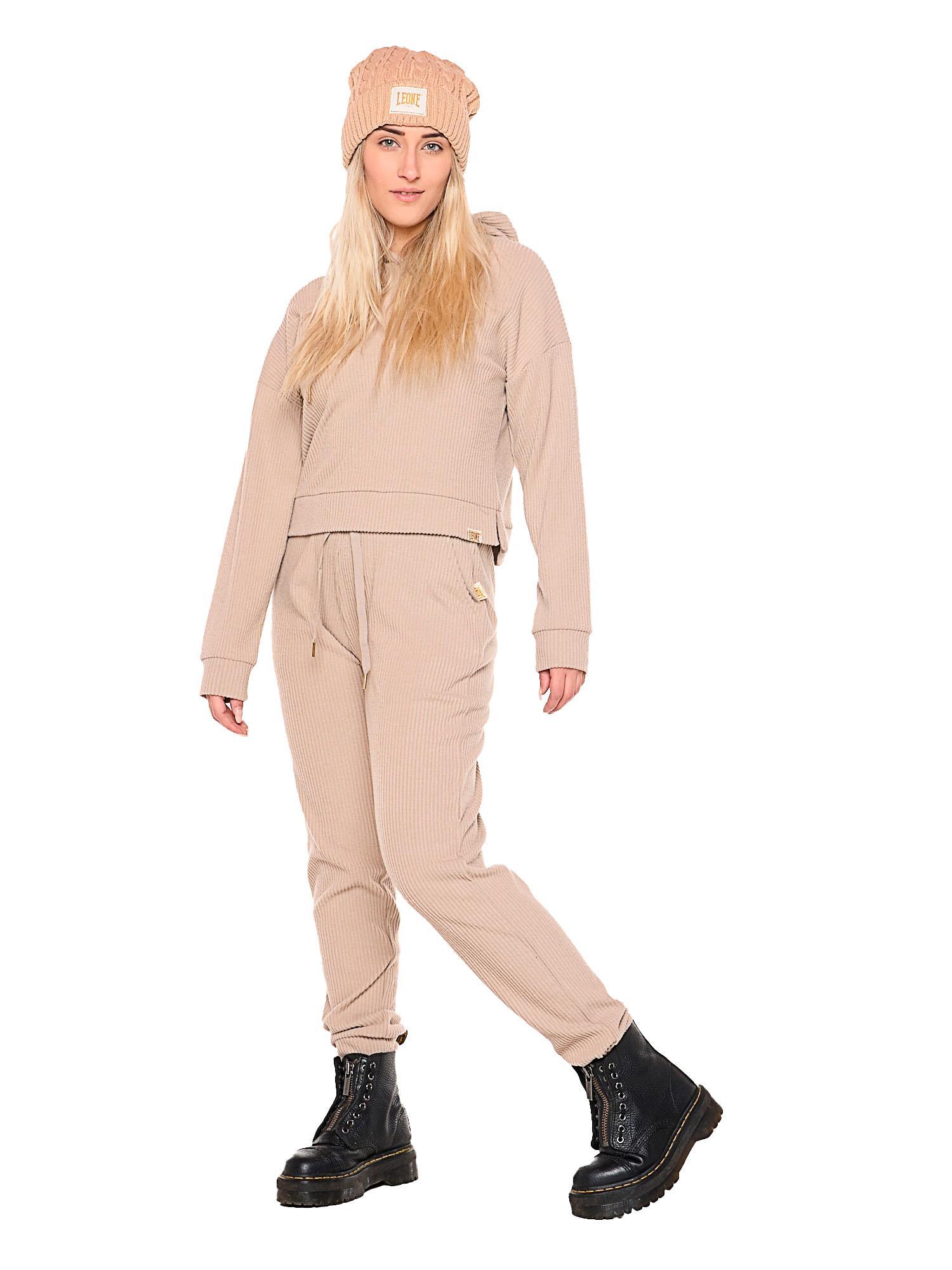 Damskie zimowe bluzy z kapturem z prążkowanego materiału "Relaxed"