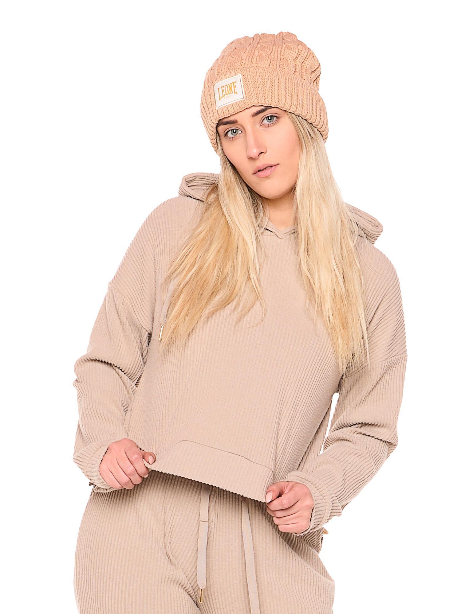 Sudadera corta con capucha de canalé para mujer, de invierno, corte relajado. 5/7