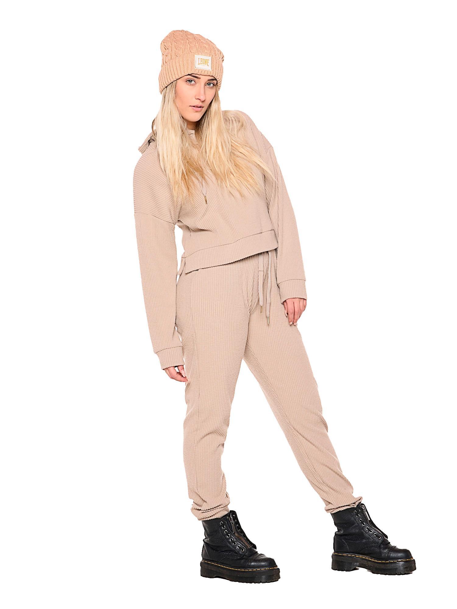Sudadera corta con capucha de canalé para mujer, de invierno, corte relajado. 3/7