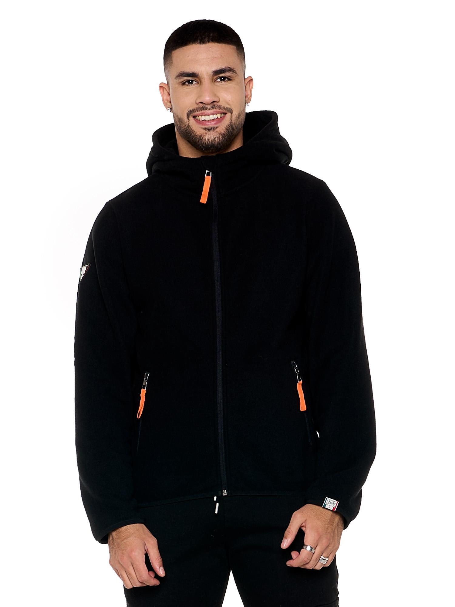 LEONE 1947 APPAREL Herensweater van microfleece met capuchon en ritssluiting "Basic"