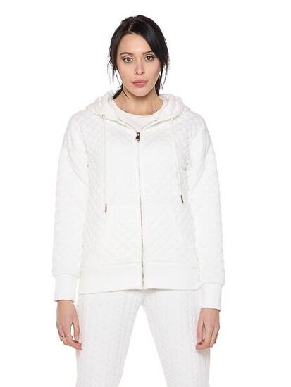 Felpa da donna invernale ccon cappuccio e zip trapuntata "Relaxed