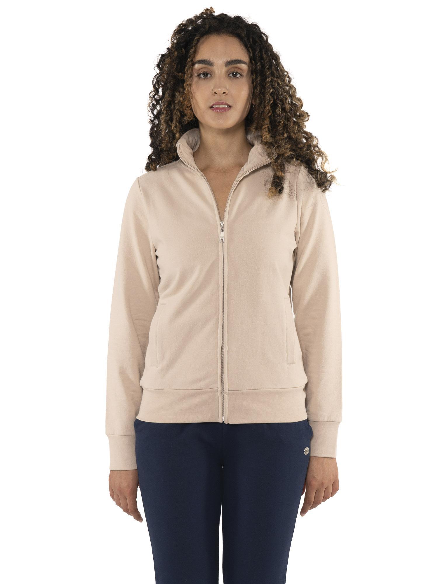 LEONE 1947 APPAREL Dames wintersweatshirt met kraag en volledige ritssluiting "Never Without"