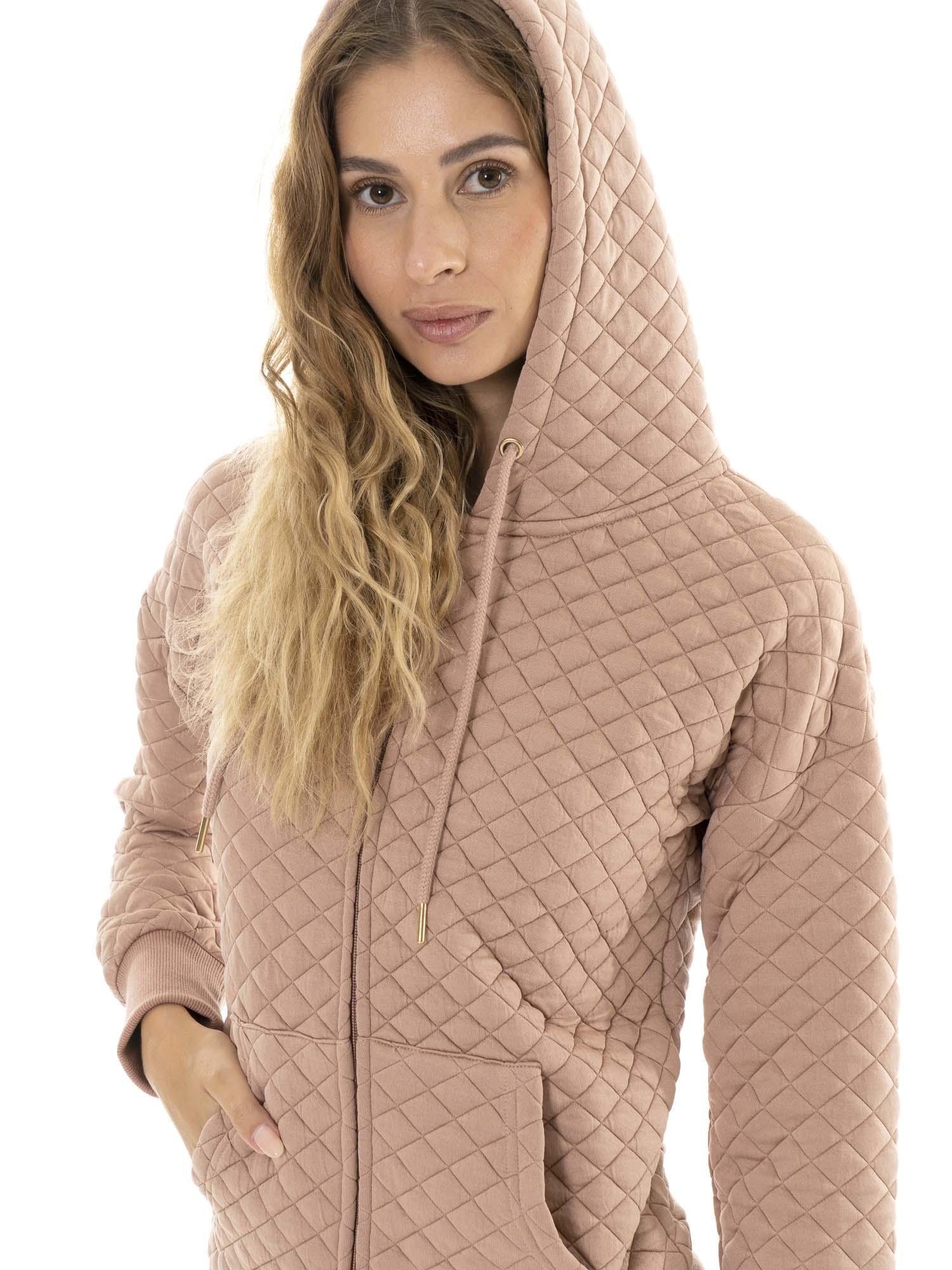 Sweat femme hiver matelassé "Relaxed" avec capuche et zip 5/6