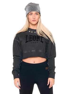 black ring" cropped damessweatshirt met ronde hals