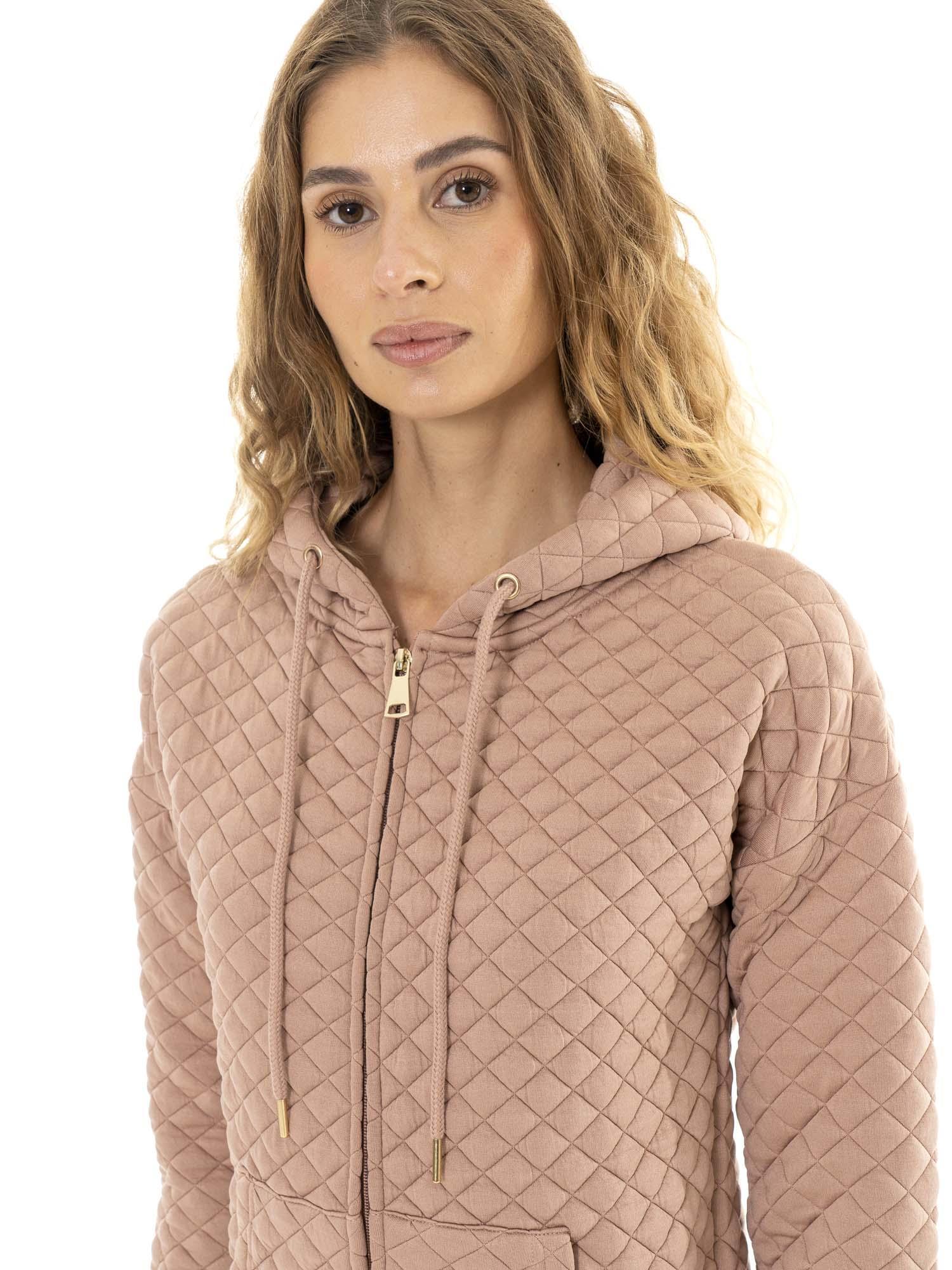 Sweat femme hiver matelassé "Relaxed" avec capuche et zip 3/6