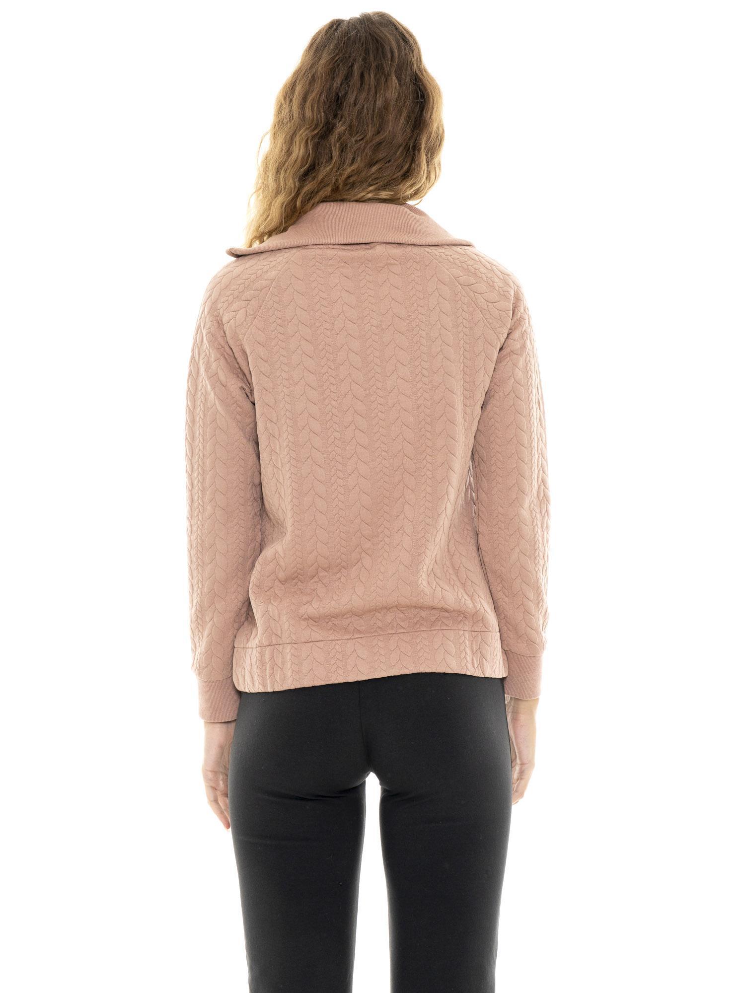 Blusas de moletom femininas de inverno com zíper e gola alta trançada "Relaxed" 4/7