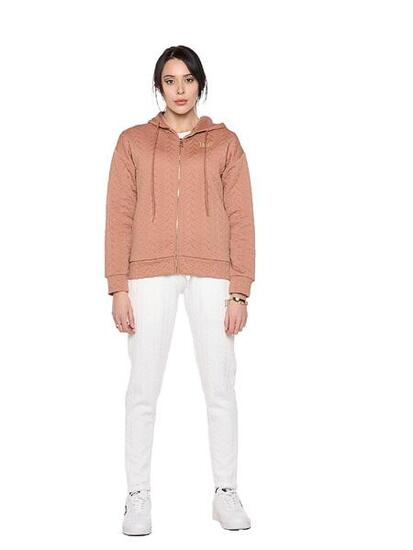 Felpa da donna invernale con zip e cappuccio a treccia "Relaxed