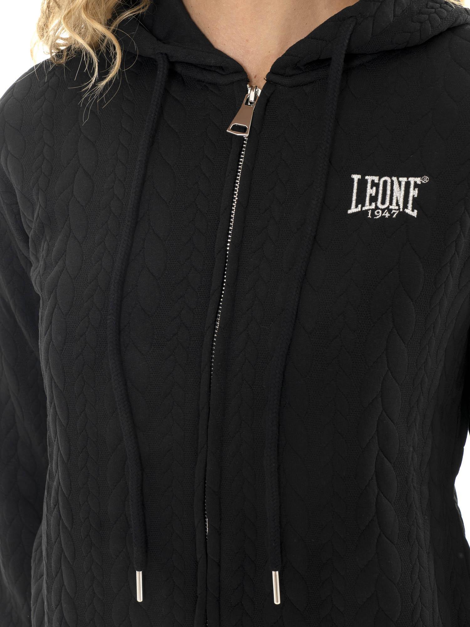 Moletom feminino de inverno "Relaxed" com zíper e capuz de tricô. 3/7