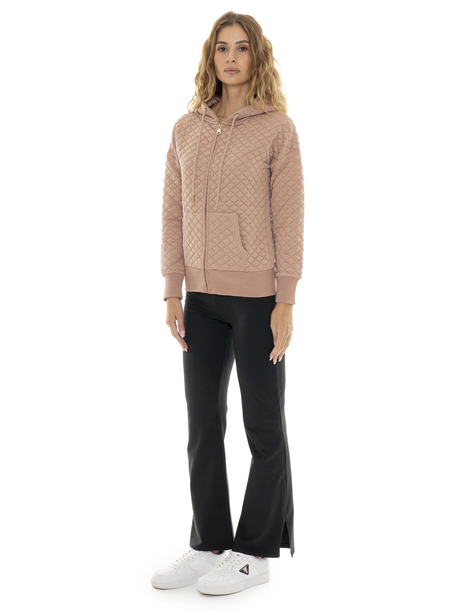 Sweat femme hiver matelassé "Relaxed" avec capuche et zip 2/6