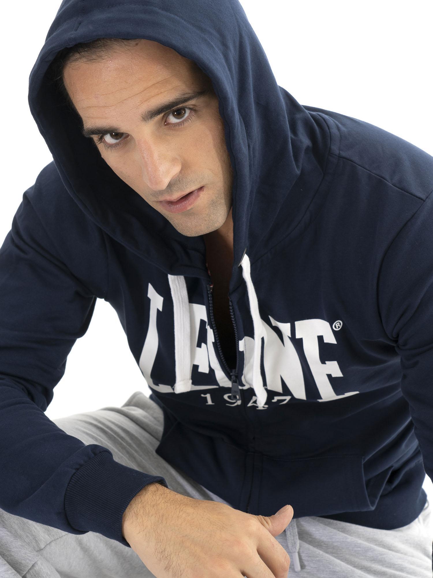 Felpa invernale da uomo con cappuccio e zip con logo grande "Basic" 5/5
