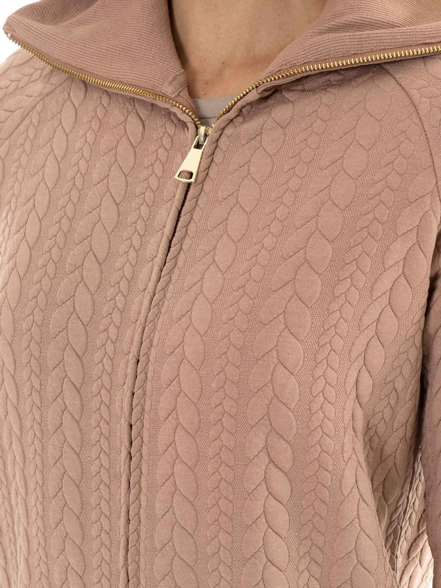 Blusas de moletom femininas de inverno com zíper e gola alta trançada "Relaxed" 3/7