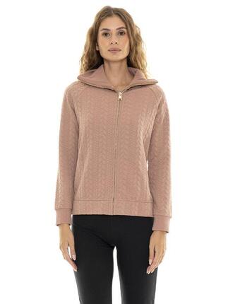 Sweat-shirts d'hiver zippés pour femmes avec col montant à torsades « Relaxed »