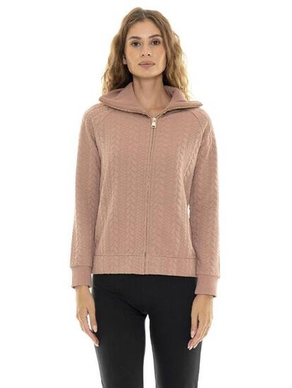 Sweat-shirts d'hiver zippés pour femmes avec col montant à torsades « Relaxed »