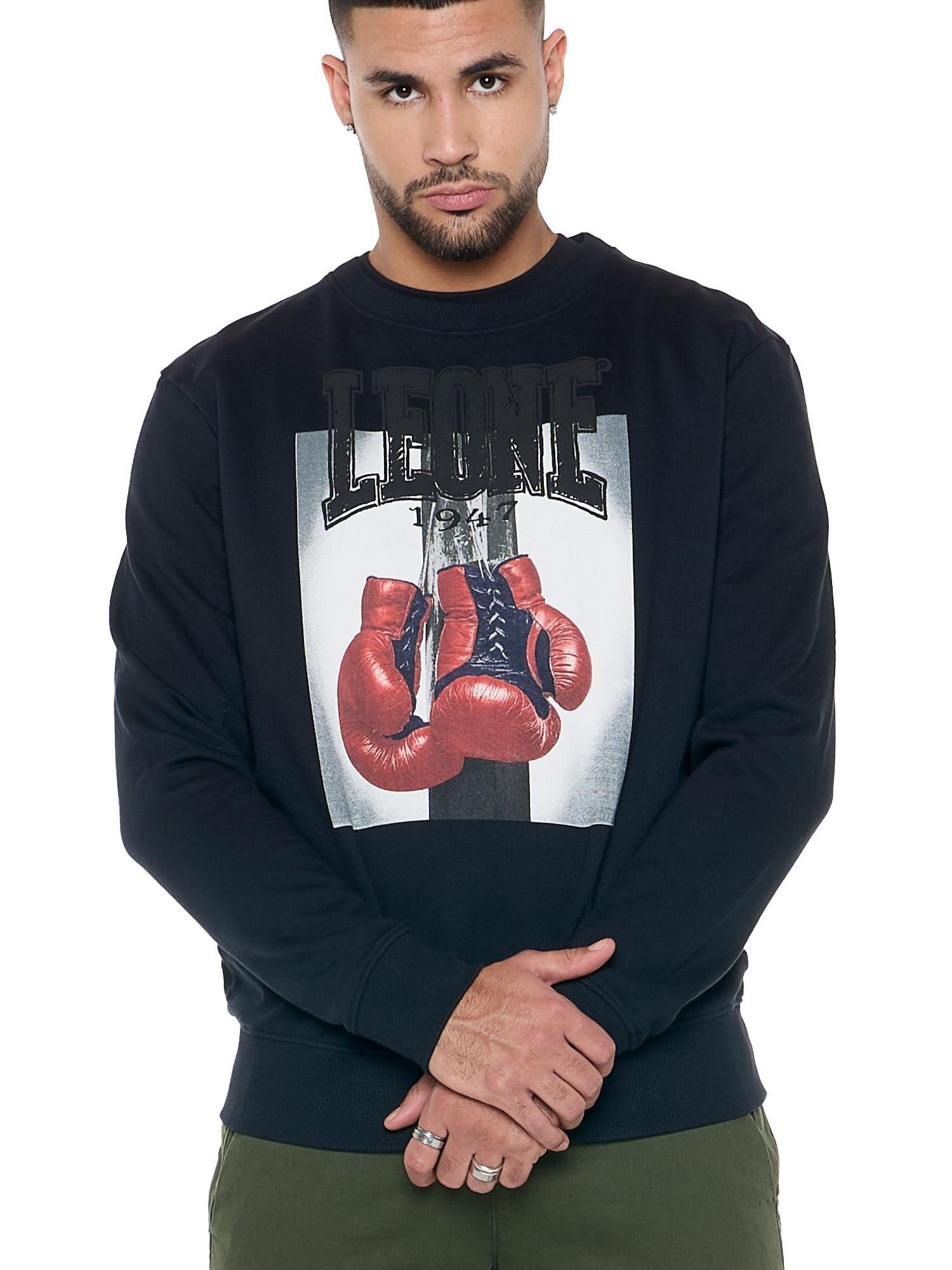 Felpa da uomo a girocollo con stampa guantoni 