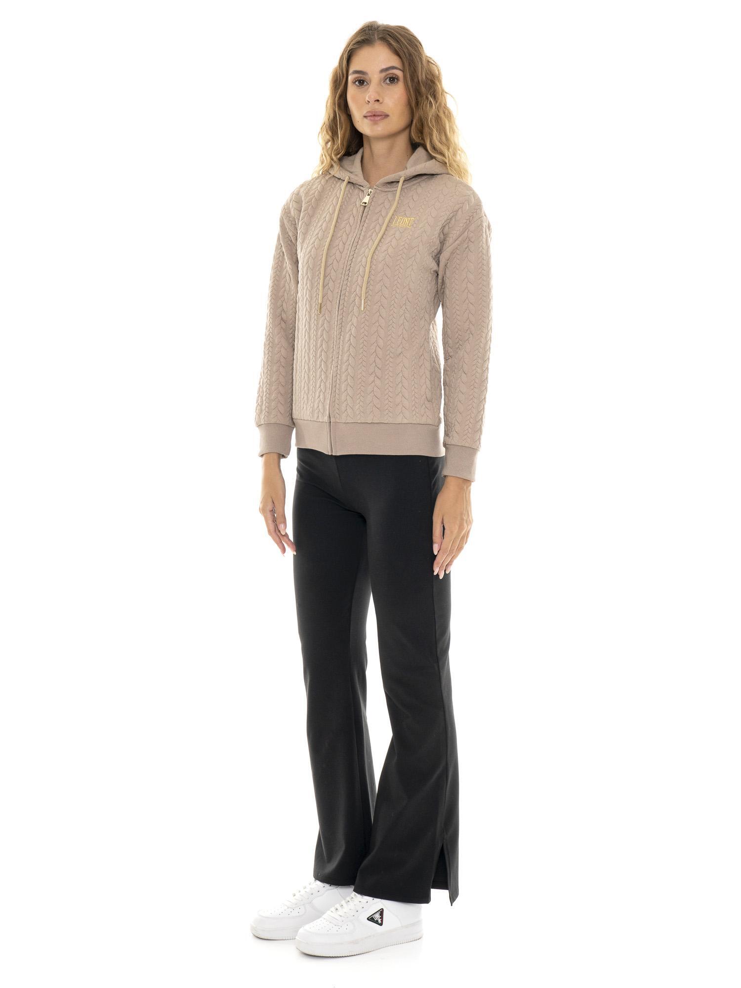 Moletom feminino de inverno "Relaxed" com zíper e capuz de tricô. 2/7