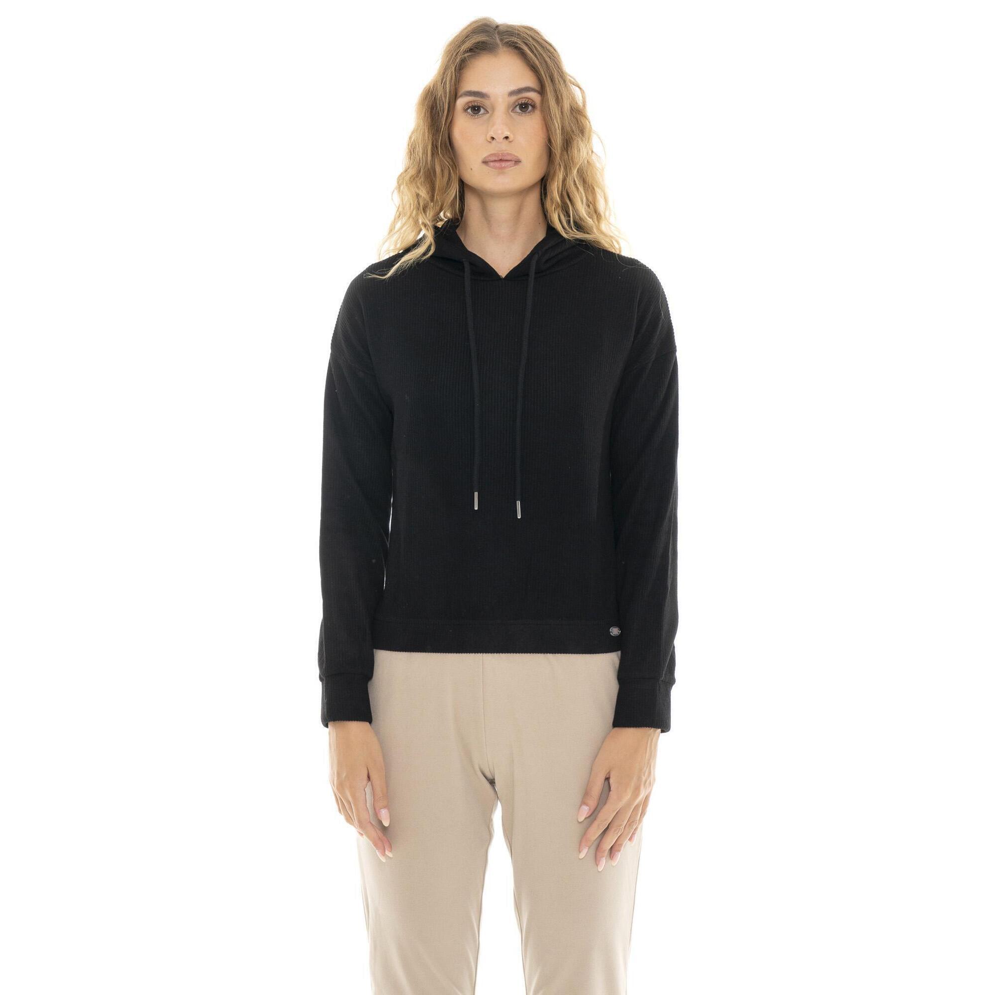 Leone 1947 Apparel - Sweat Femme Hiver Fines Côtes À Capuche "pearl" - Sweat-shirt - Noir - 40 M - Decathlon