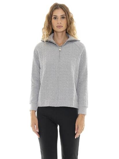 Sweat-shirts d'hiver zippés pour femmes avec col montant à torsades « Relaxed »