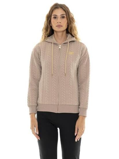 Felpa da donna invernale con zip e cappuccio a treccia "Relaxed