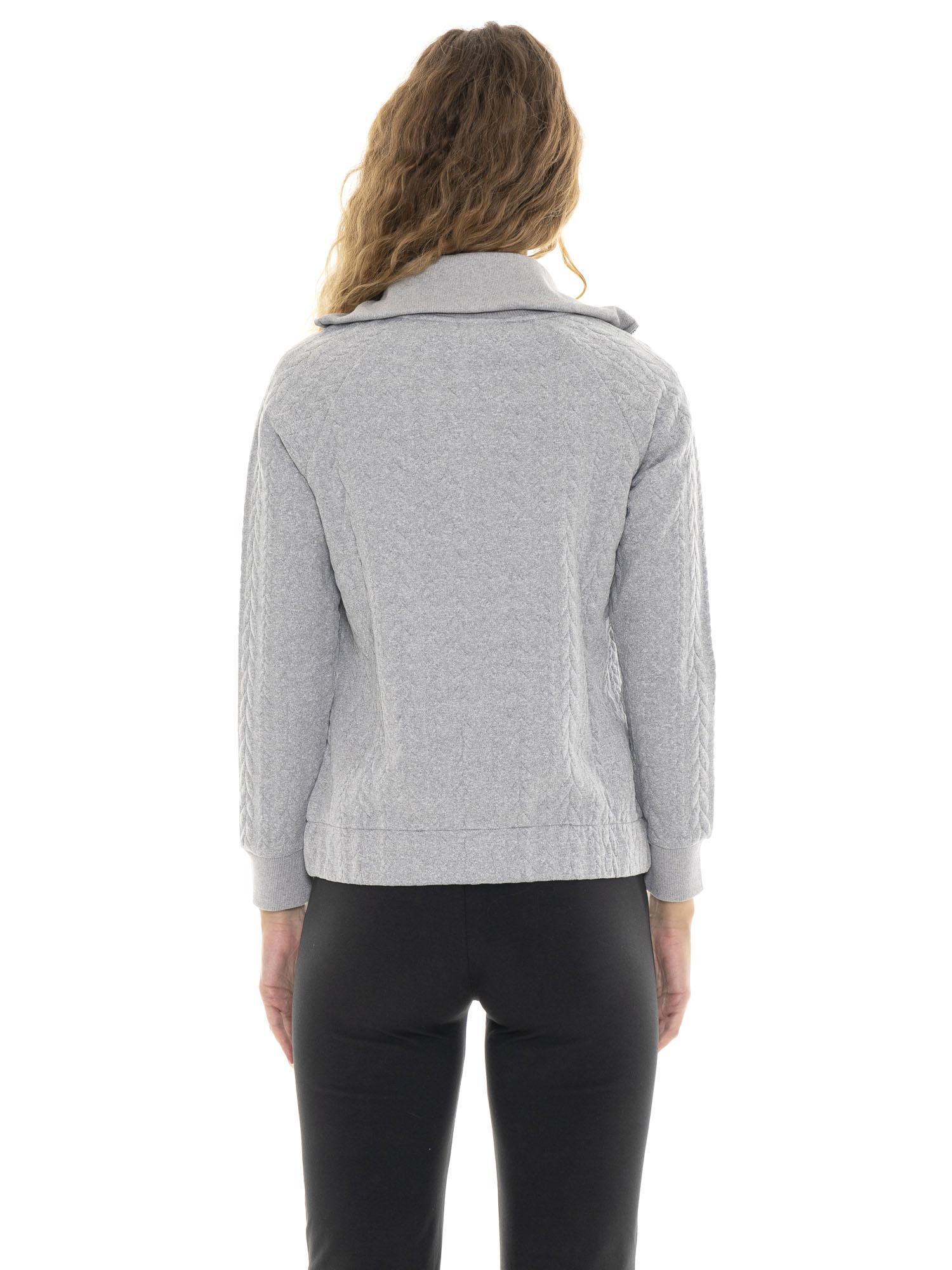 Blusas de moletom femininas de inverno com zíper e gola alta trançada "Relaxed" 4/7