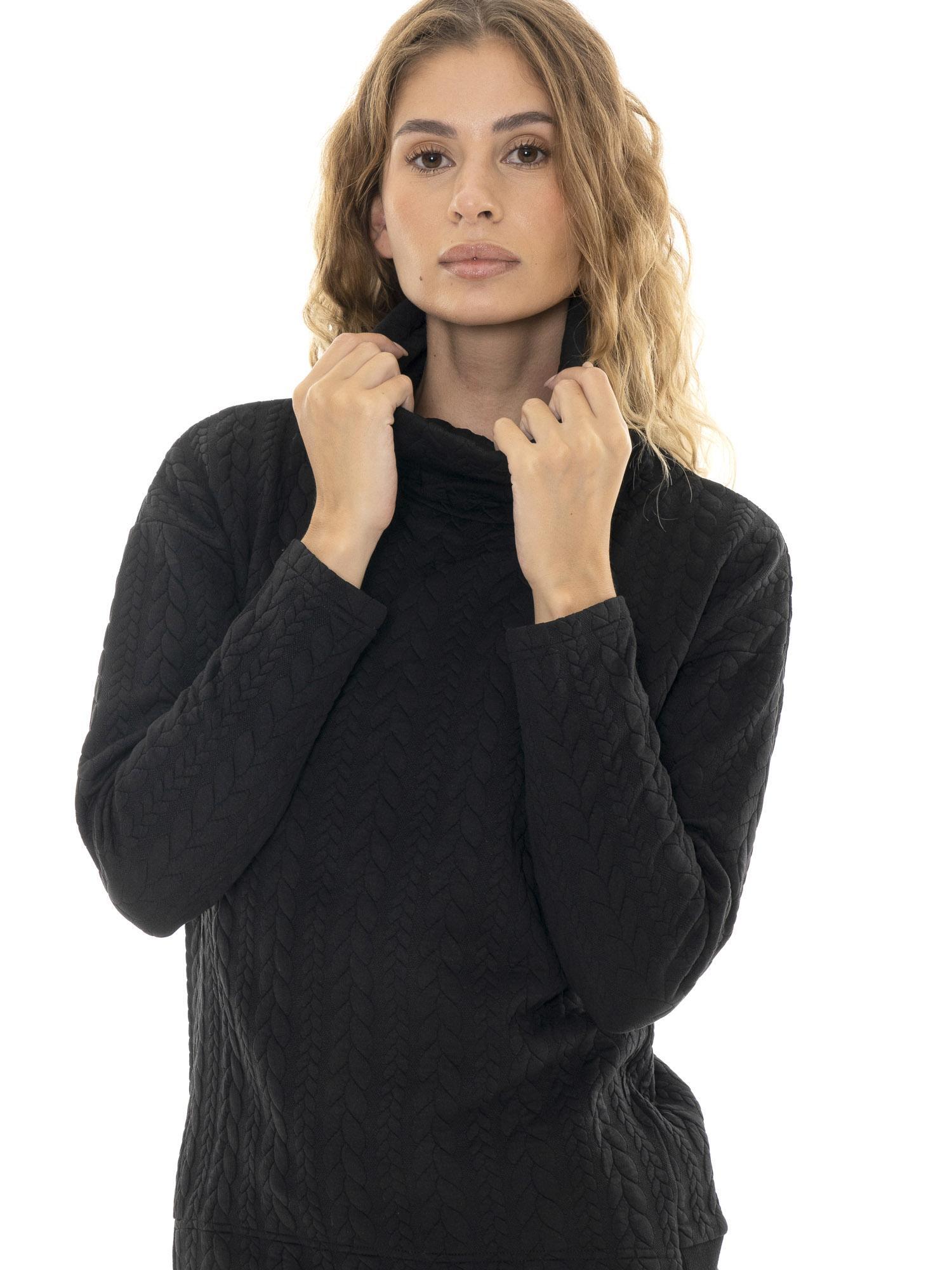 Felpa da donna invernale a collo alto a treccia "Relaxed" 5/7