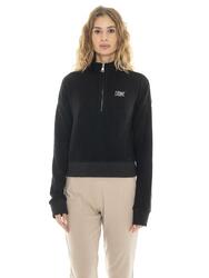 Sweat-shirt court d'hiver femme "Relaxed" à col montant et demi-zip