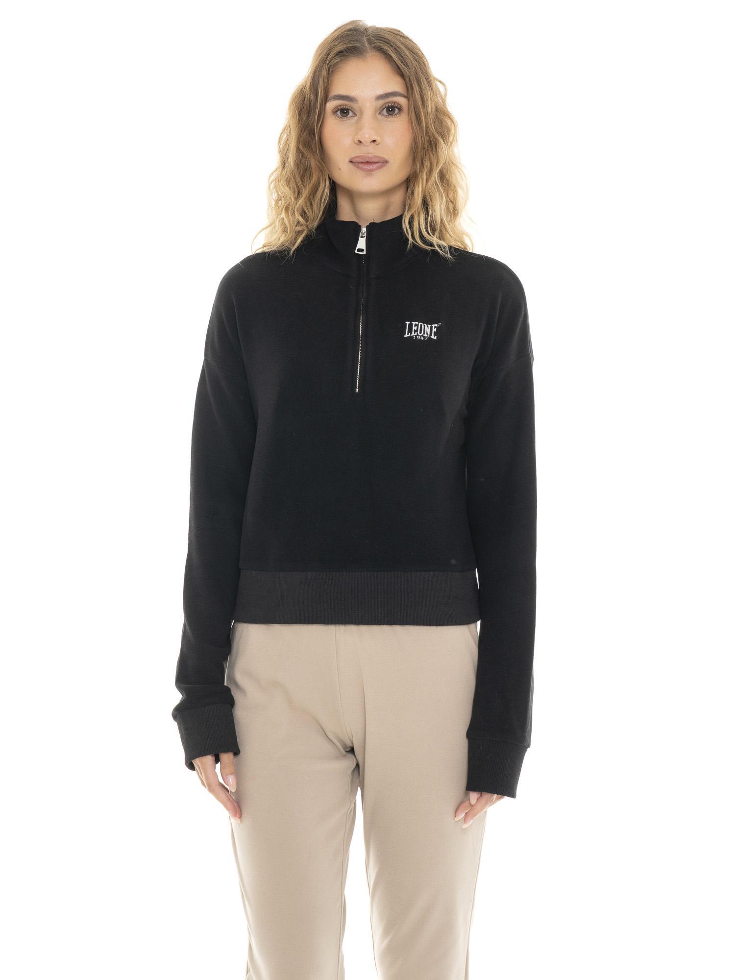 Sweat-shirt court d'hiver femme "Relaxed" à col montant et demi-zip 6/7