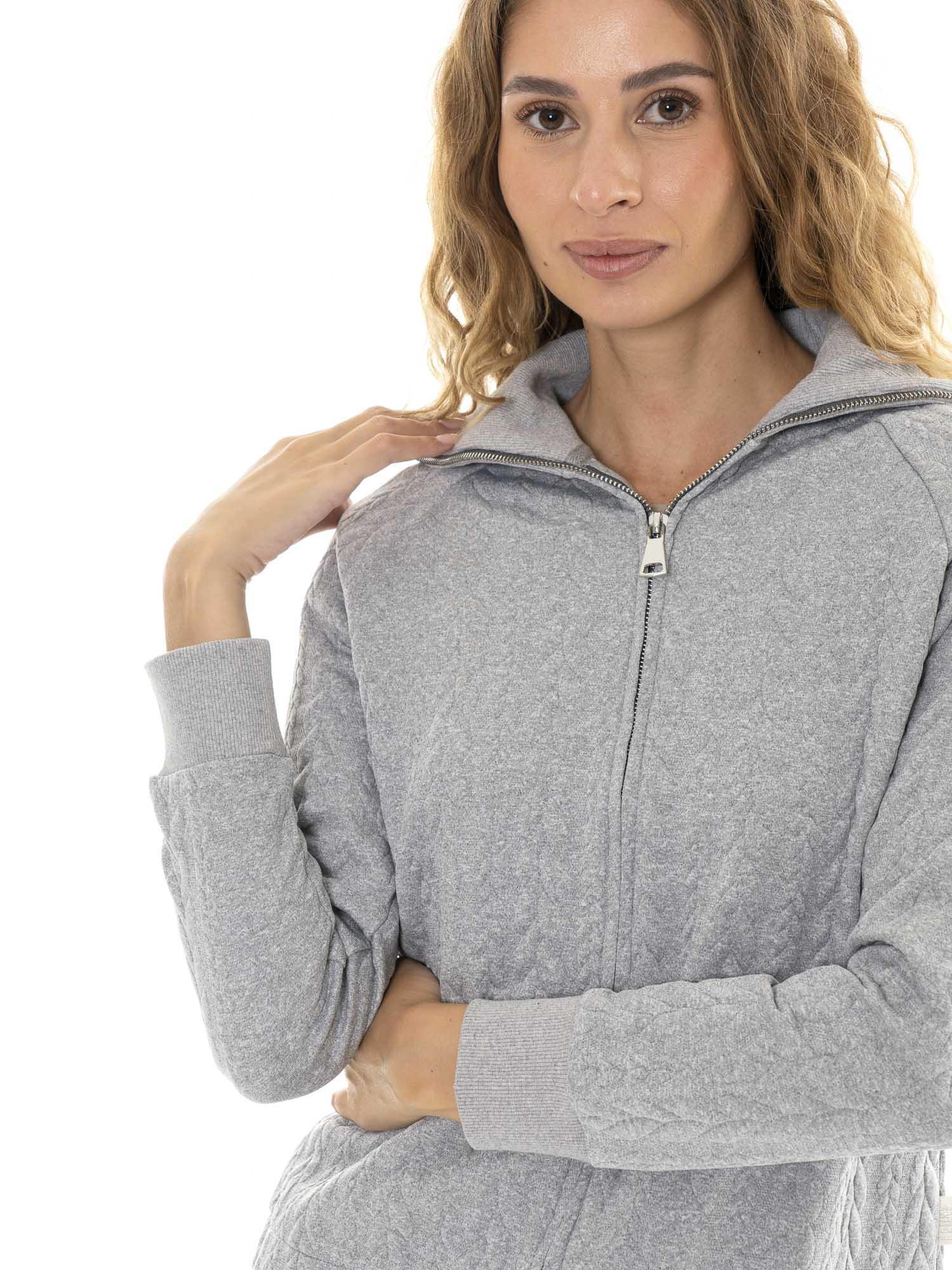 Blusas de moletom femininas de inverno com zíper e gola alta trançada "Relaxed" 5/7