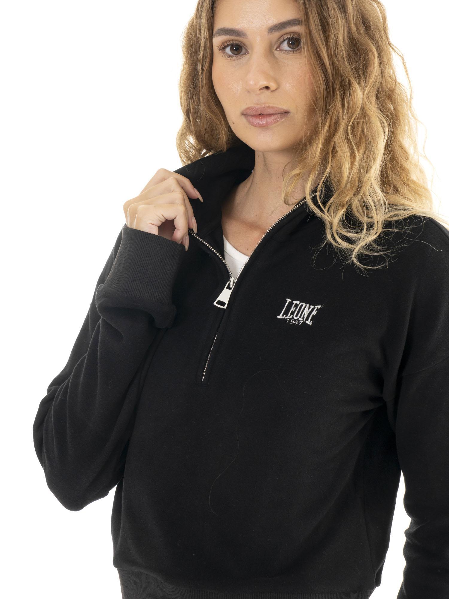 Felpa crop da donna invernale a collo alto e mezza zip "Relaxed" 5/7