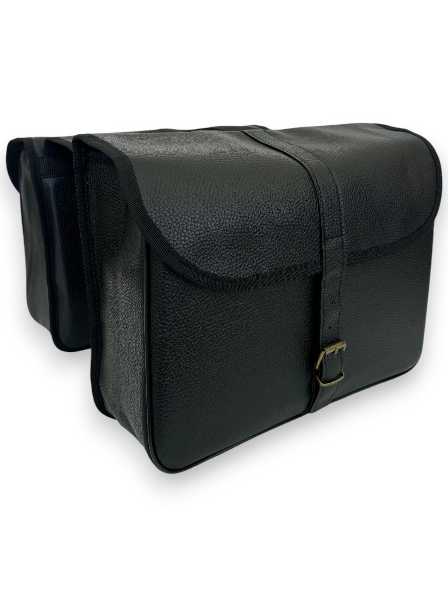 Coppia Borse Cartella Bicicletta Similpelle- Vintage Pelle Nero-Universale 2/7