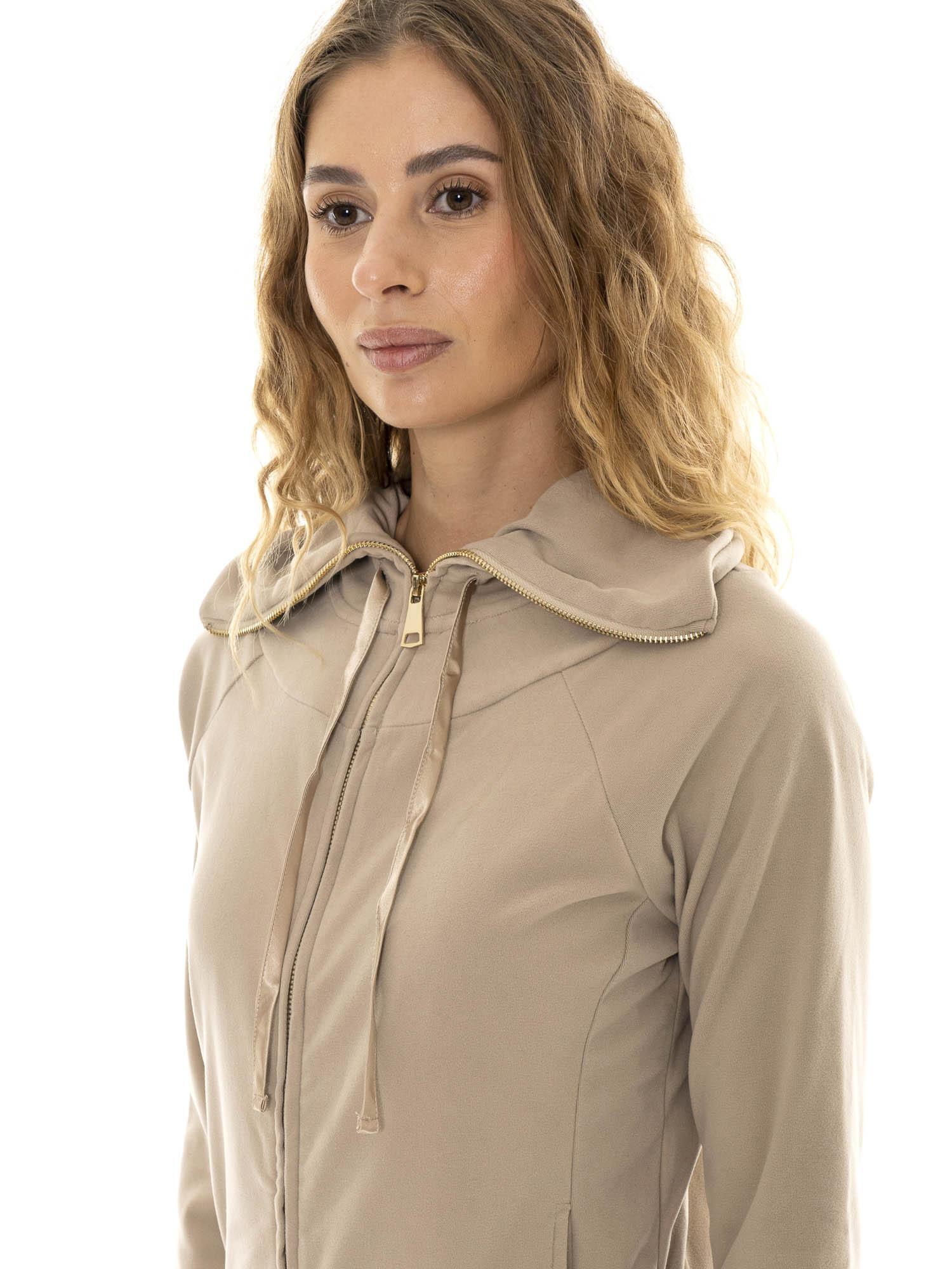 Sweat femme hiver avec capuche, zip et manches raglan "Relaxed" 3/6