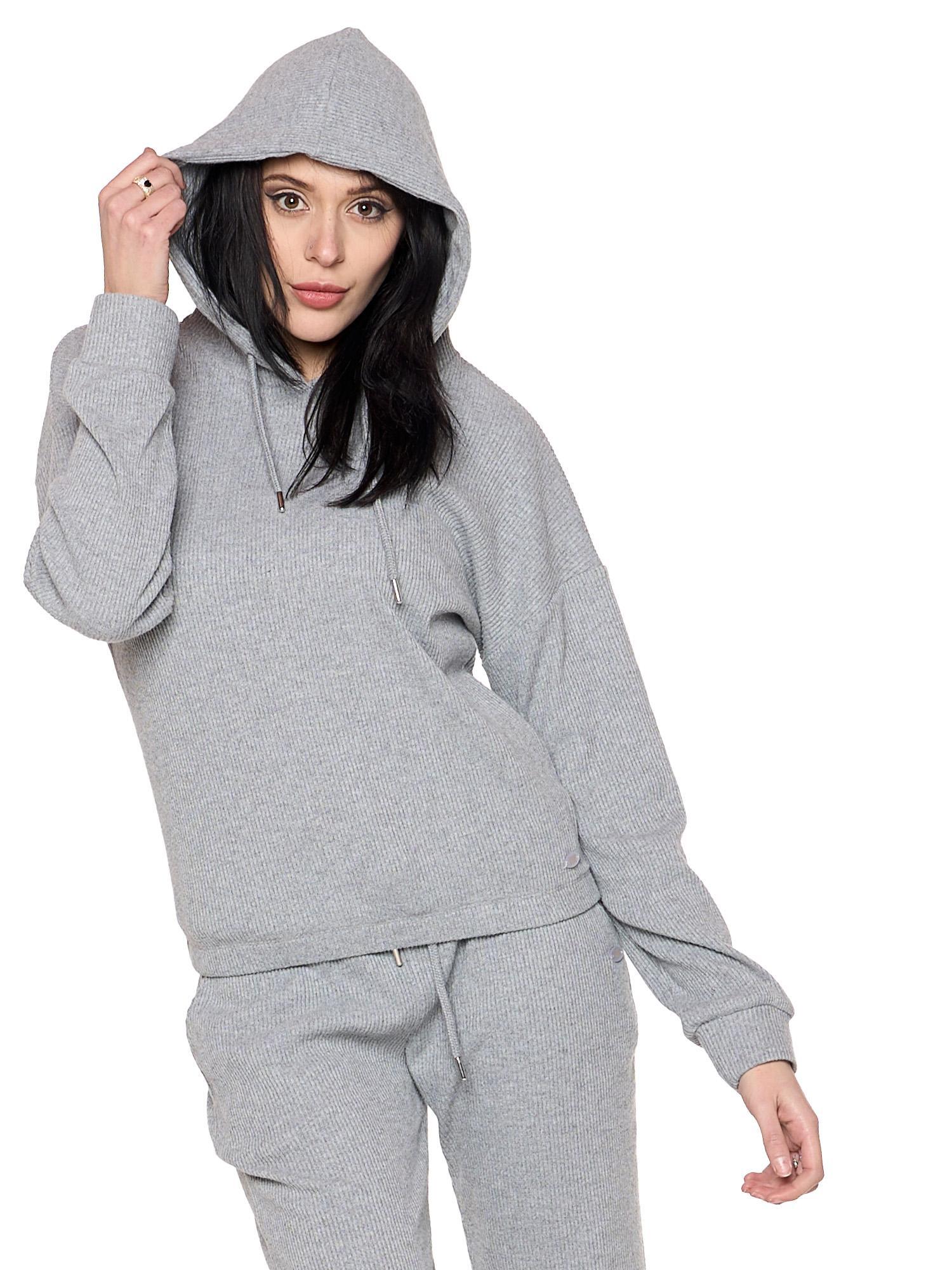 Sweat à capuche côtelé fin « Perle » pour femme 5/7