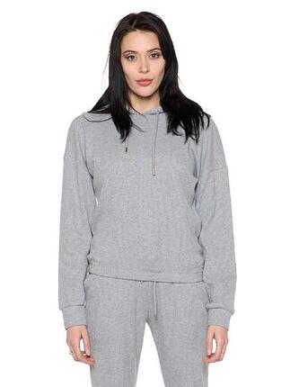 Sweat femme hiver fines côtes à capuche "Pearl