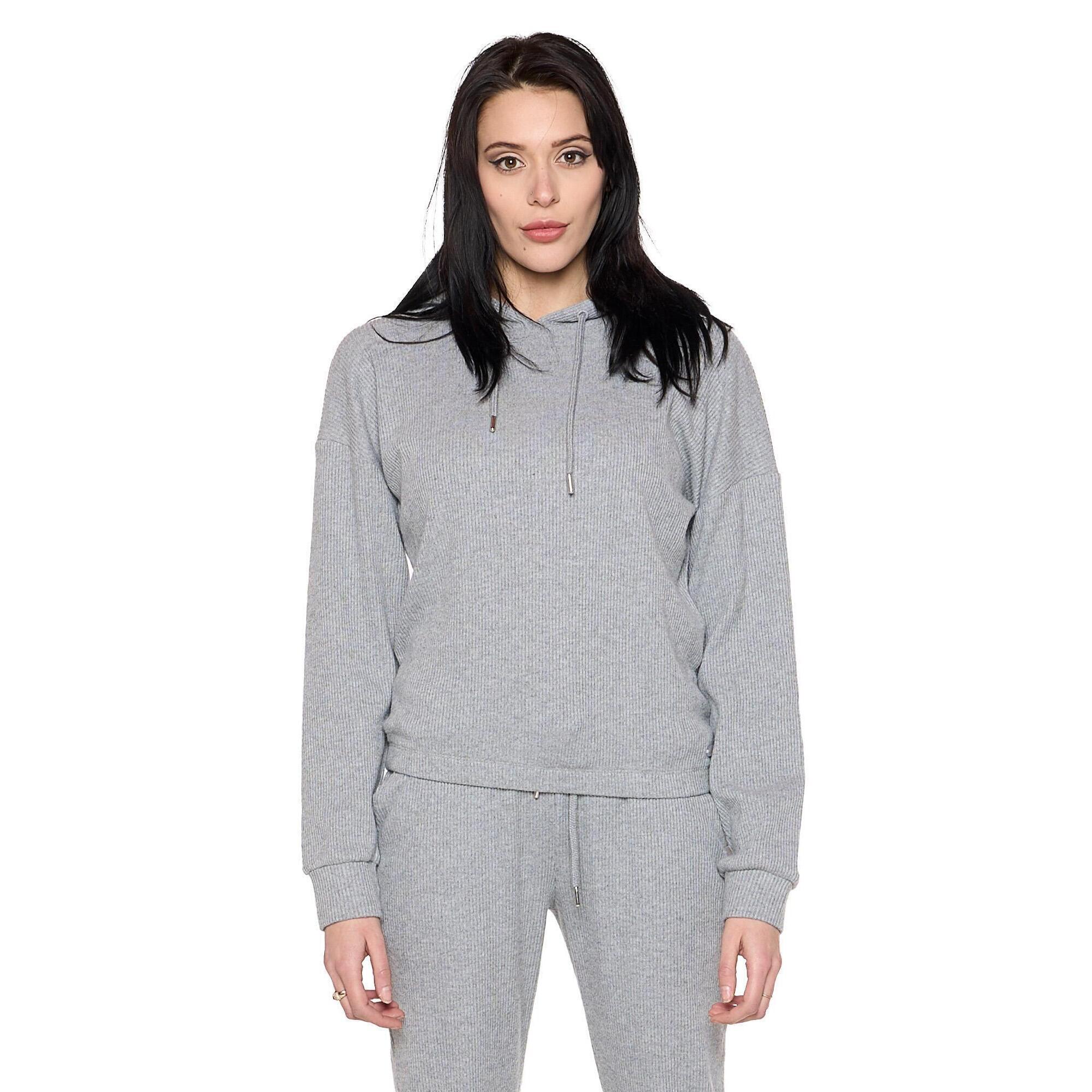 Leone 1947 Apparel - Sweat Femme Hiver Fines Côtes À Capuche "pearl" - Sweat-shirt - Gris - S - Decathlon