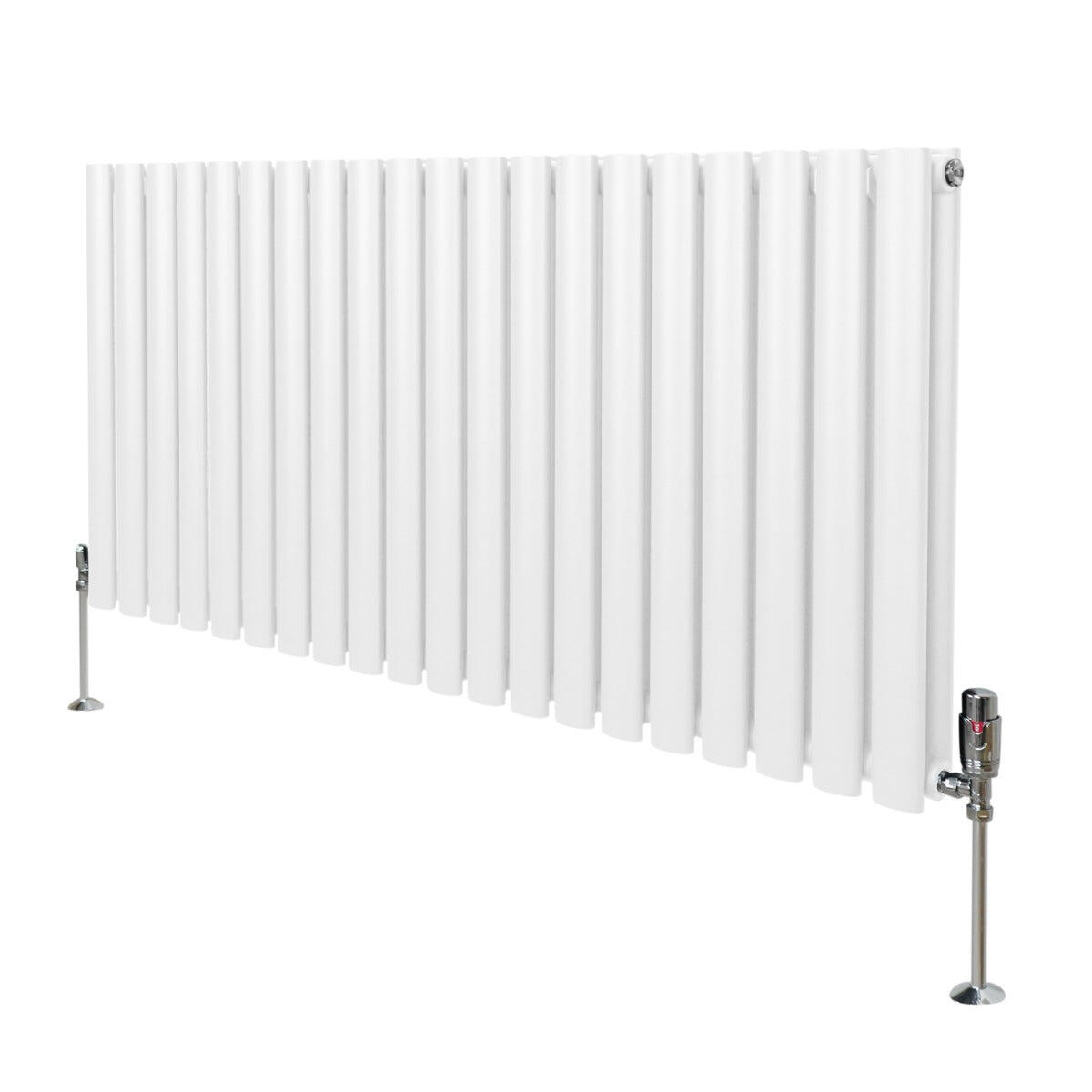 MONSTER Oval Column Radiator & Valves - 600mm x 1200mm – White