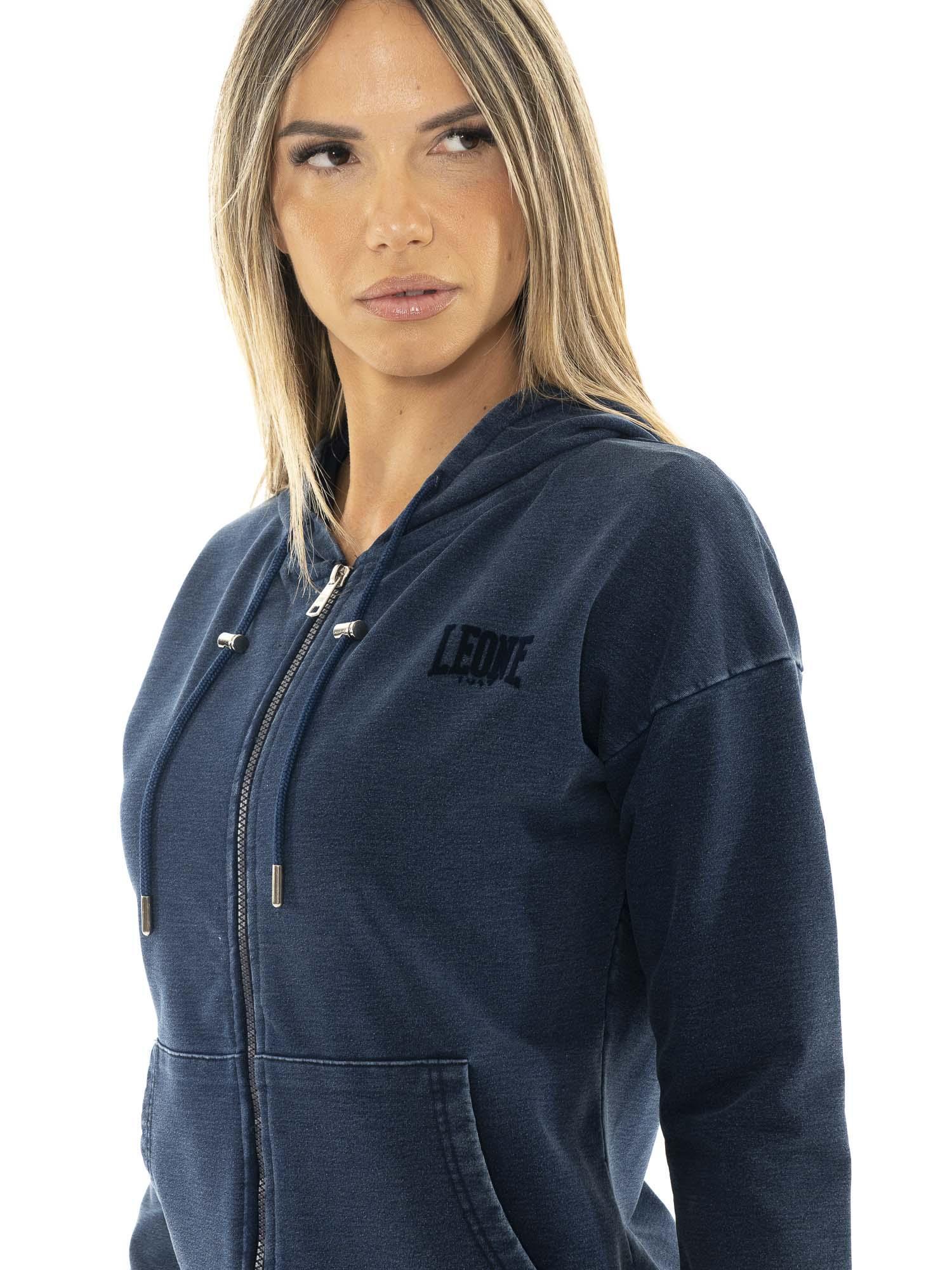 Dames hoodies van indigo denim met rits 3/6