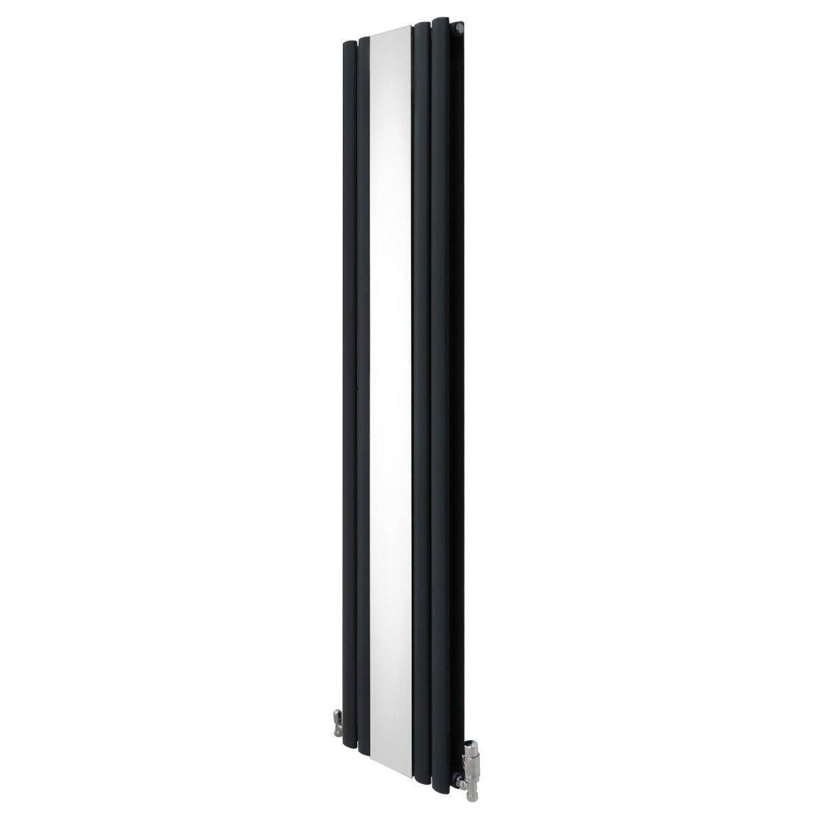 MONSTER Oval Mirror Radiator & Valves - 1800mm x 380mm - Anthracite Grey