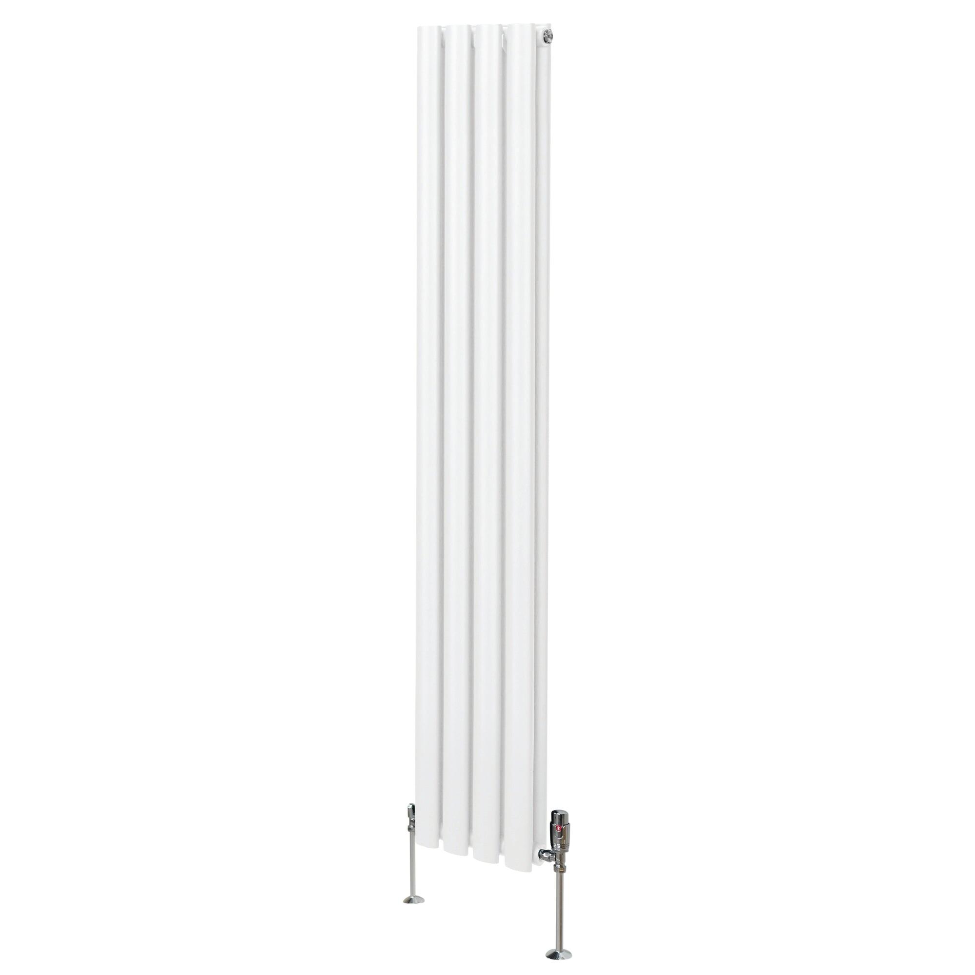 MONSTER Oval Column Radiator & Valves - 1600mm x 240mm – White