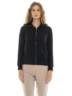 Felpa da donna invernale con zip e collo alto a treccia "Relaxed
