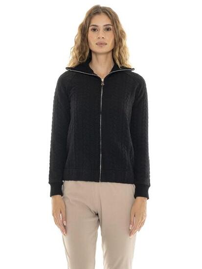 Sweat-shirts d'hiver zippés pour femmes avec col montant à torsades « Relaxed »